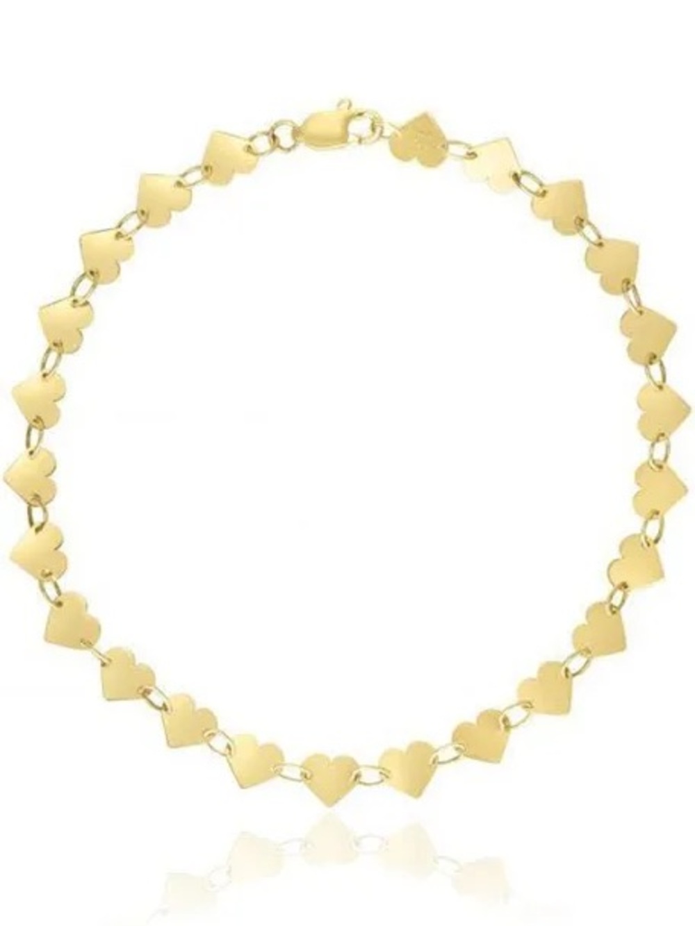 14k Gold Mirrored Heart Chain Bracelet - Elegant Women's Jewelry